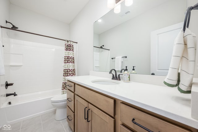 15792 Wiseman Dr, Fishers, IN 46040 - full bath featuring vanity, toilet, tile patterned flooring, and shower / tub combo with curtain