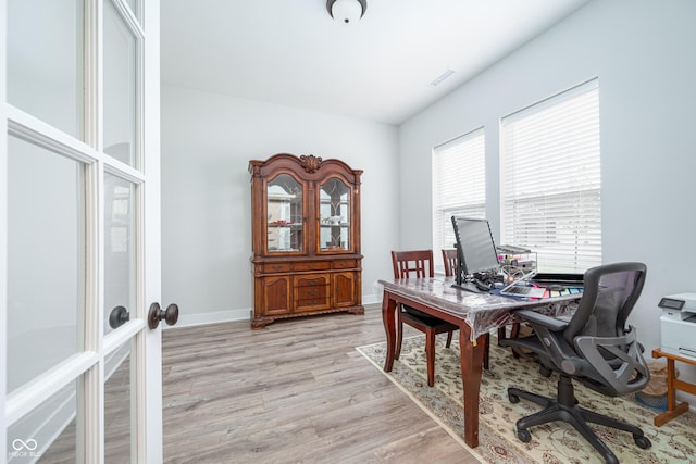 15792 Wiseman Dr, Fishers, IN 46040 - office featuring light wood finished floors, baseboards, and french doors