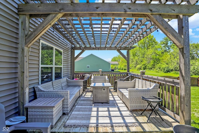 4032 Stubbington Ln, Indianapolis, IN 46239 - deck featuring outdoor lounge area and a pergola