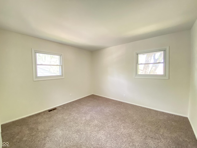 carpeted spare room with healthy amount of natural light and baseboards