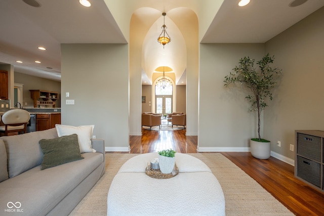 4890 Benthaven Dr E, Bargersville, IN 46106 - living room featuring recessed lighting, light wood finished floors, and baseboards