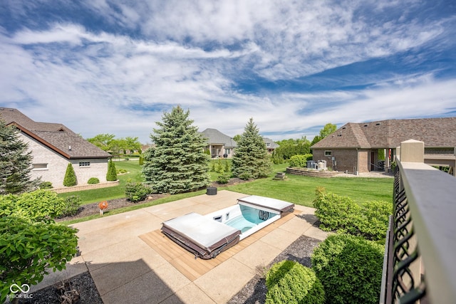 4890 Benthaven Dr E, Bargersville, IN 46106 - view of swimming pool with a covered hot tub, a yard, and a patio area