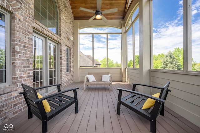 4890 Benthaven Dr E, Bargersville, IN 46106 - sunroom with a ceiling fan and an outdoor hangout area