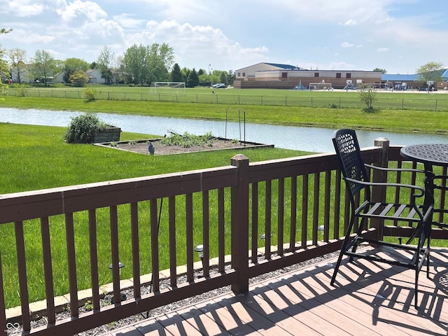 14058 Southwood Cir, Fishers, IN 46037 - deck featuring a water view and an area for soccer