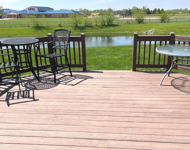 14058 Southwood Cir, Fishers, IN 46037 - wooden terrace featuring a lawn and a water view