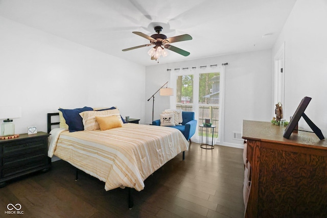 6673 Karyn Dr, Avon, IN 46123 - bedroom featuring dark wood finished floors, baseboards, and ceiling fan