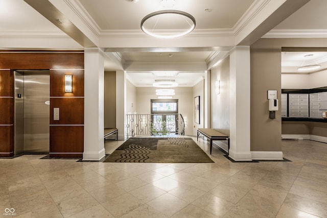 building lobby with ornamental molding