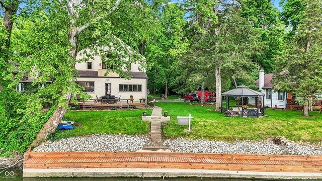 1530 E 75th St, Indianapolis, IN 46240 - view of green lawn with a gazebo, a patio, and view of scattered trees
