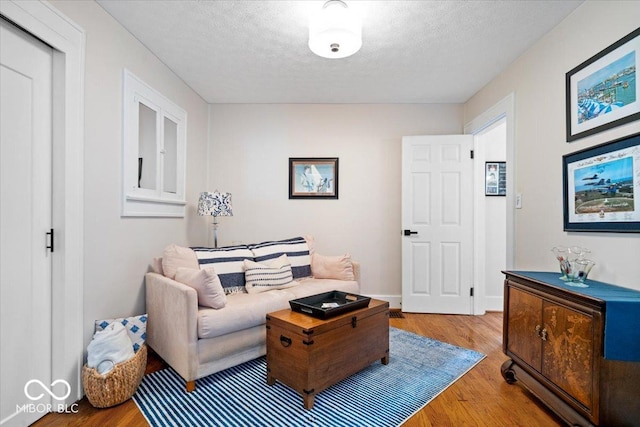 744 Gilbert Ave, Indianapolis, IN 46227 - living room featuring wood finished floors and a textured ceiling