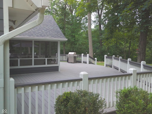 4363 E State Road 252, Franklin, IN 46131 - wooden terrace with a sunroom and grilling area
