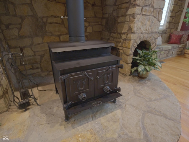 4363 E State Road 252, Franklin, IN 46131 - detailed view of a wood stove and wood finished floors