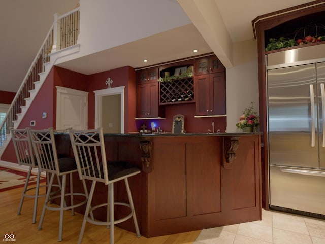 4363 E State Road 252, Franklin, IN 46131 - indoor wet bar featuring stainless steel built in refrigerator, recessed lighting, and stairs
