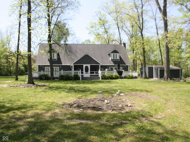 4363 E State Road 252, Franklin, IN 46131 - view of front facade with a front lawn, a chimney, and a wooden deck