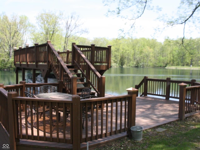 4363 E State Road 252, Franklin, IN 46131 - dock with a deck with water view, a wooded view, and stairway