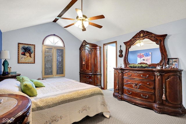 7655 N Kitchen Rd, Mooresville, IN 46158 - bedroom with vaulted ceiling, carpet floors, and a ceiling fan