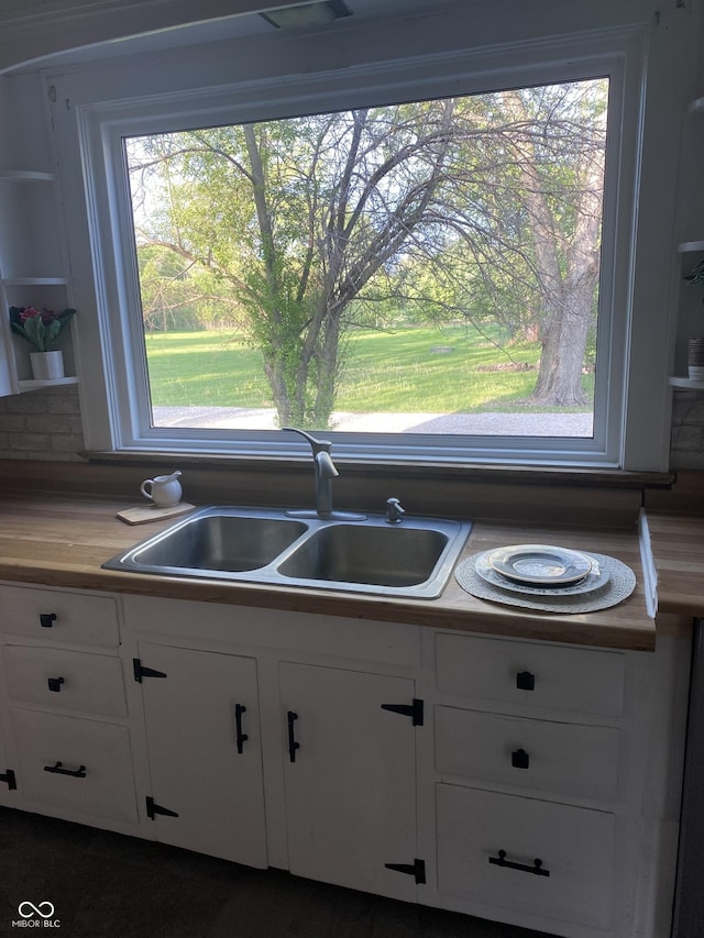 6851 W County Road 550 S, Daleville, IN 47334 - kitchen featuring a sink, white cabinetry, and healthy amount of natural light