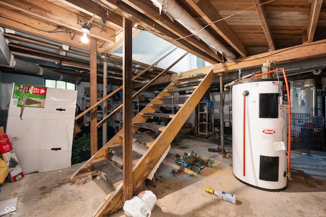 6851 W County Road 550 S, Daleville, IN 47334 - below grade area featuring water heater and stairs