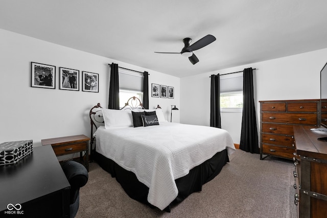 bedroom with carpet flooring and ceiling fan