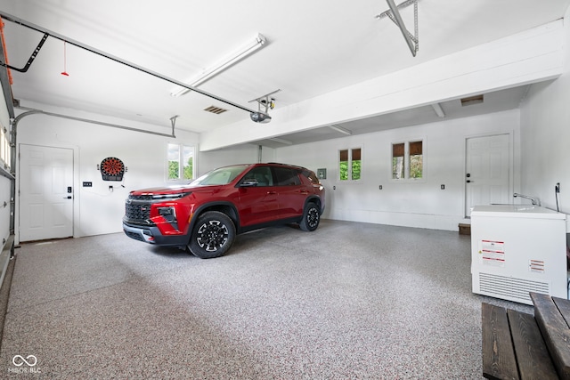 garage with a garage door opener