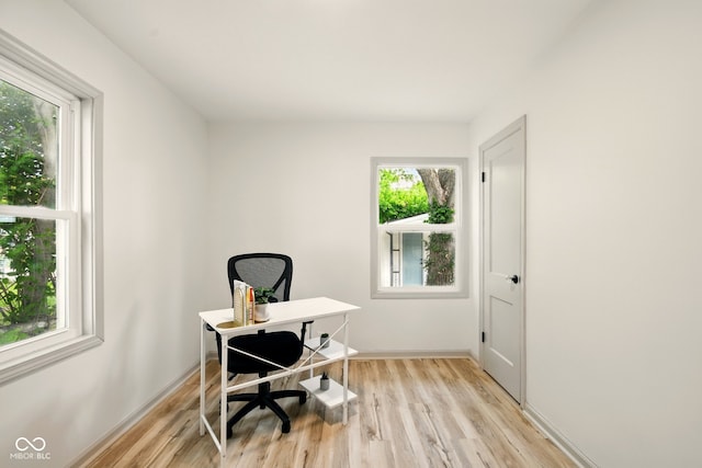 office with light wood finished floors and baseboards