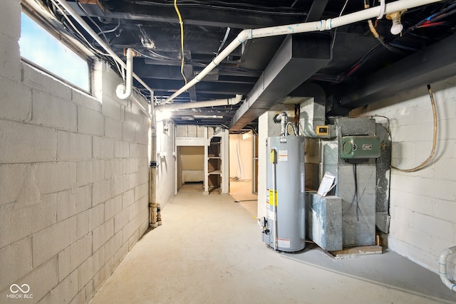 below grade area featuring gas water heater