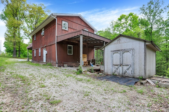 view of shed