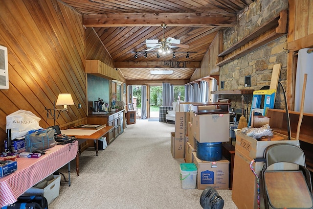 storage room with a ceiling fan