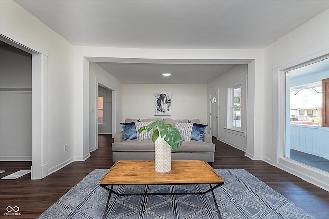 2442 Guilford Ave, Indianapolis, IN 46205 - living area with wood finished floors, baseboards, and recessed lighting