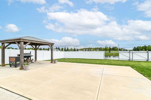 89 Kinnick Dr, Greenwood, IN 46143 - view of patio with a gazebo and a water view