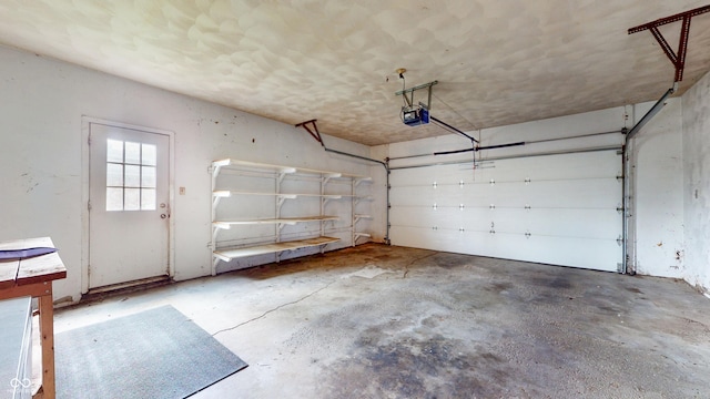 garage with a garage door opener