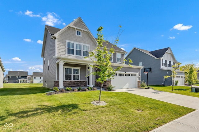 6305 Norwich Dr, Brownsburg, IN 46112 - craftsman house with concrete driveway, a front lawn, a garage, and brick siding
