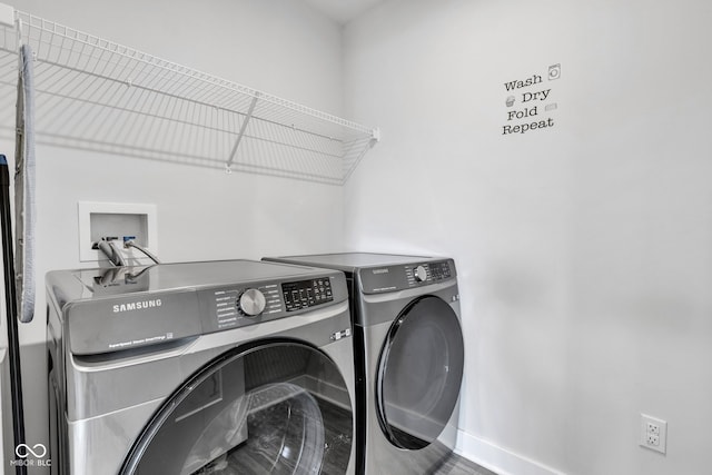 6305 Norwich Dr, Brownsburg, IN 46112 - laundry room featuring washer and dryer and baseboards