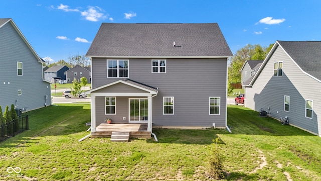 6305 Norwich Dr, Brownsburg, IN 46112 - rear view of house with cooling unit, a deck, and a residential view