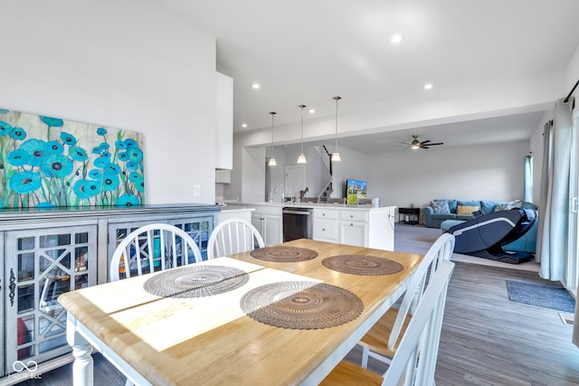 6305 Norwich Dr, Brownsburg, IN 46112 - dining space featuring ceiling fan and wood finished floors