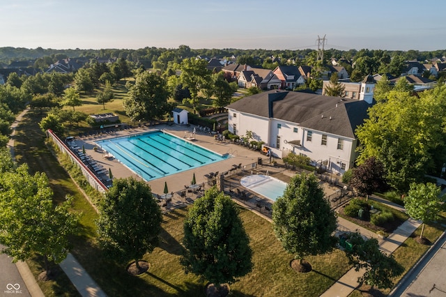 6734 W Stonegate Dr, Zionsville, IN 46077 - aerial view of residential area featuring a pool area