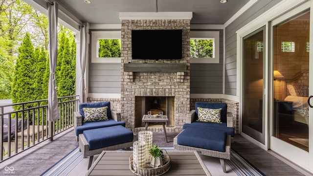 6734 W Stonegate Dr, Zionsville, IN 46077 - sunroom / solarium featuring an outdoor living space with a fireplace
