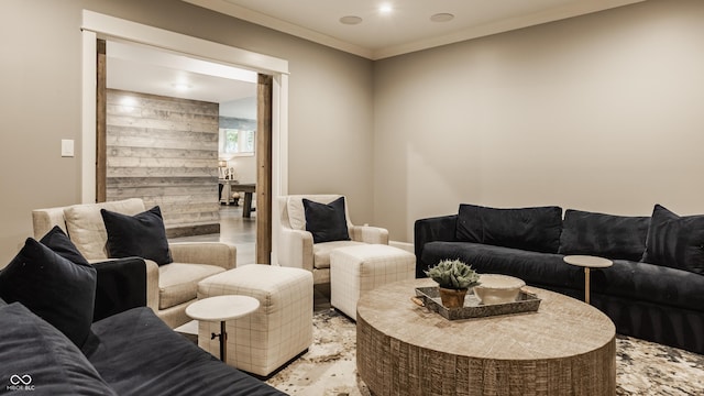 6734 W Stonegate Dr, Zionsville, IN 46077 - living room featuring crown molding