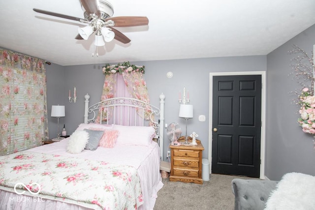 bedroom with carpet and ceiling fan