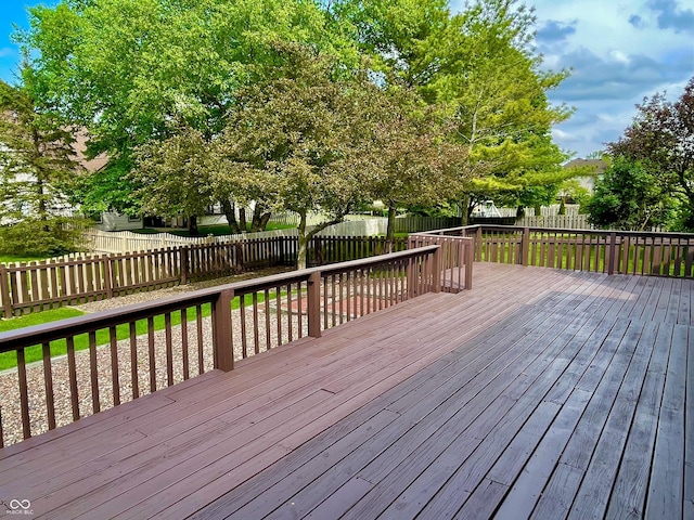 wooden deck featuring a fenced backyard