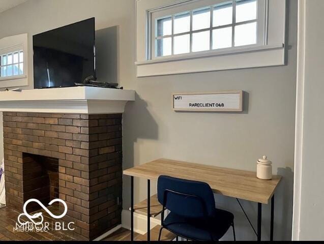 office with a fireplace
