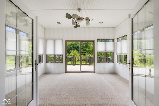 888 Westcreek Dr, Columbus, IN 47201 - unfurnished sunroom with a ceiling fan and french doors