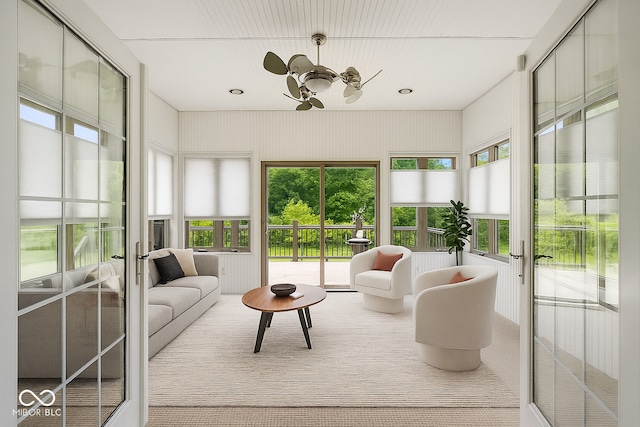 888 Westcreek Dr, Columbus, IN 47201 - sunroom with plenty of natural light, a ceiling fan, and french doors
