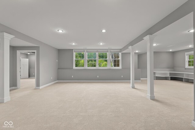 888 Westcreek Dr, Columbus, IN 47201 - below grade area featuring light carpet and recessed lighting