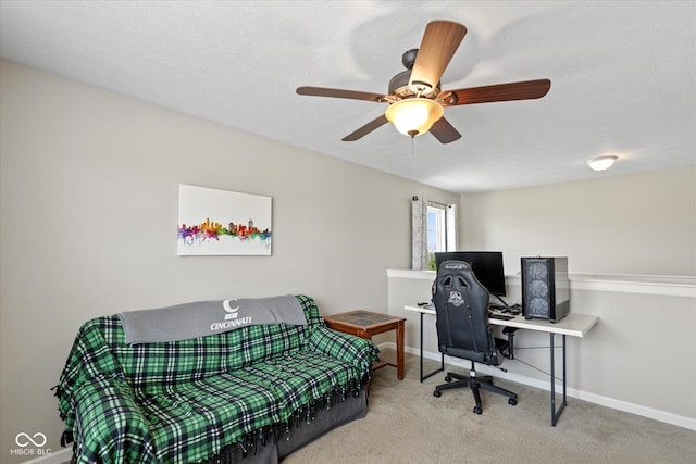 695 Bobtail Dr, Greenfield, IN 46140 - office space featuring baseboards, a ceiling fan, and carpet