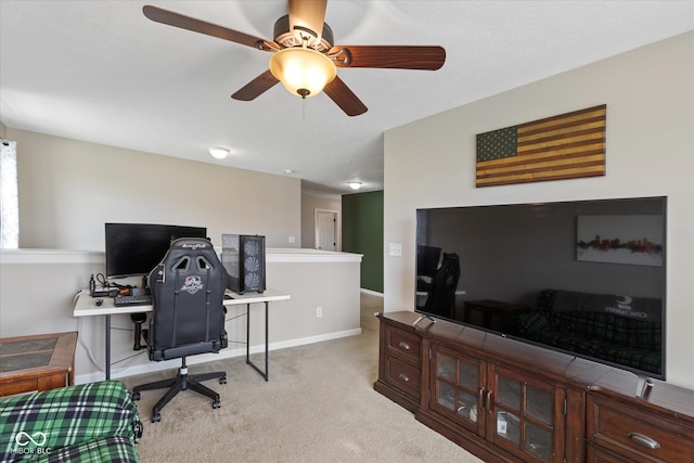 695 Bobtail Dr, Greenfield, IN 46140 - carpeted office space with a ceiling fan and baseboards