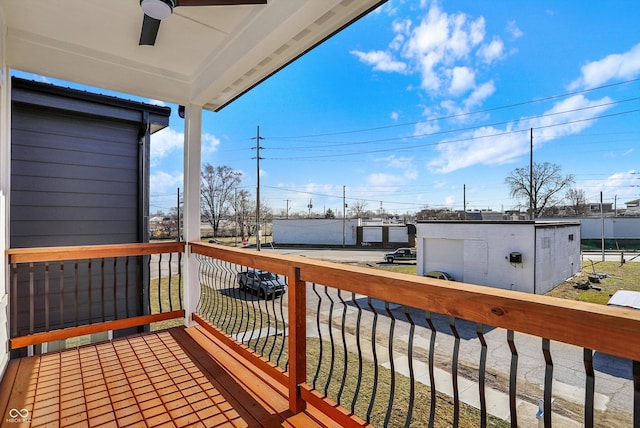 deck featuring a ceiling fan