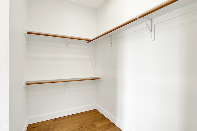 walk in closet with light wood-style floors
