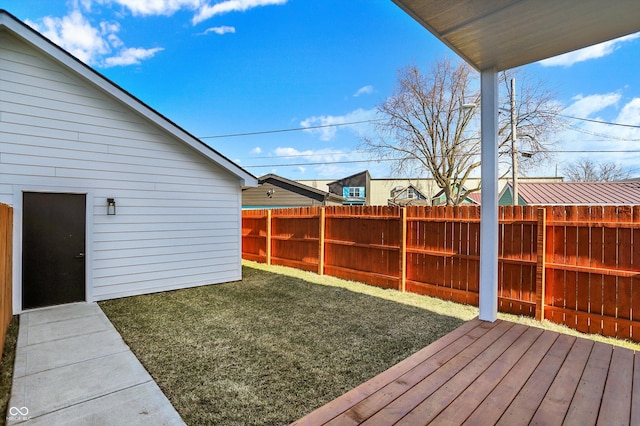 view of yard with a wooden deck