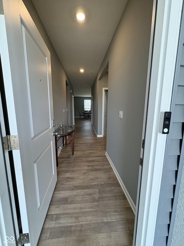 1380 Fairmount Dr, Greenfield, IN 46140 - corridor featuring wood finished floors, baseboards, and recessed lighting