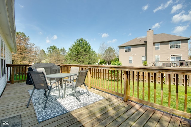 6190 E Ayrshire Cir, Camby, IN 46113 - wooden terrace with outdoor dining space, area for grilling, and a yard